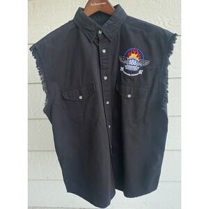 V TWIN Motorcycle Large Biker Shirt Sleeveless Bikes Blues BBQ Rally 2007